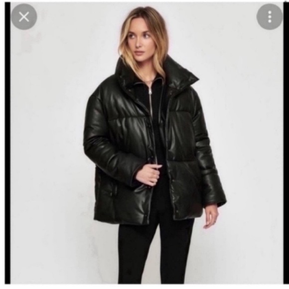 NVLT Black Puffer Vegan Leather Coat NWT Medium - Picture 1 of 6